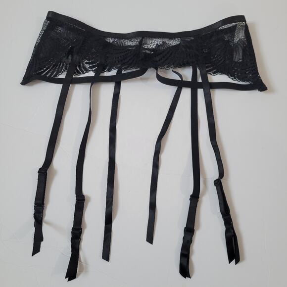 Yandy Whimsical Seashell 3-Piece Black Bra Panty Garter Lingerie Set Size L / XL - Picture 4 of 13